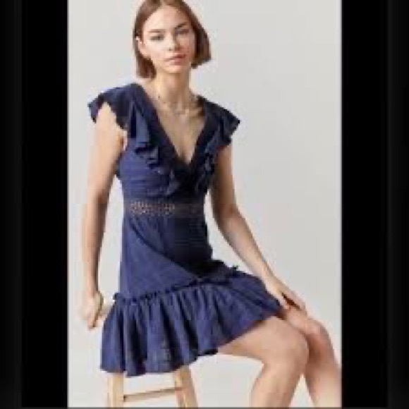 NWT Jun & Ivy Baby Blue Smocked Mini Dress Sz L - Picture 4 of 6